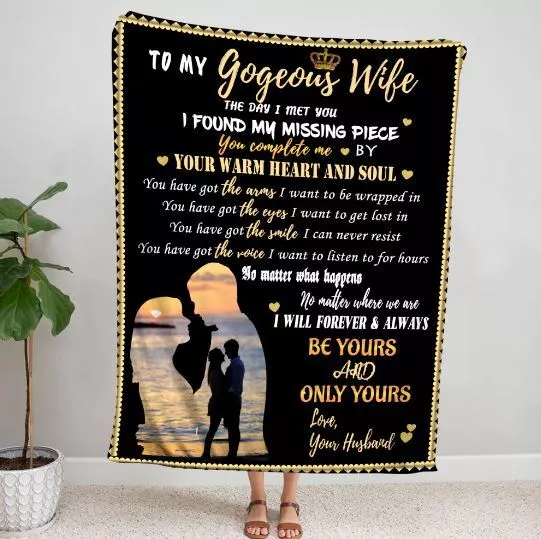 To My Wonderful Wife From Husband Old Couple Personalized Fleece Blanket