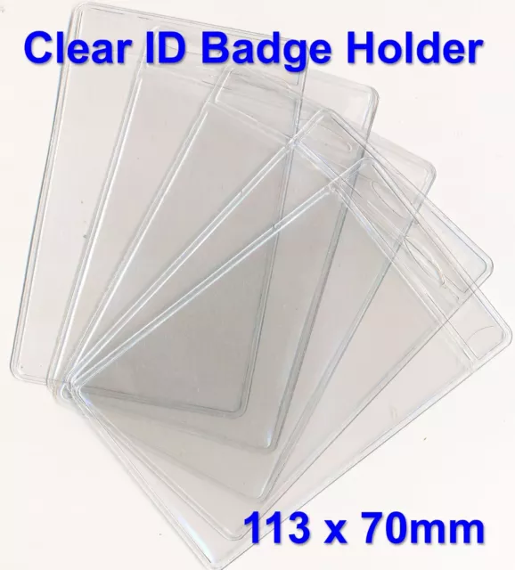 ID Card Badge Pass Holder - Pocket Clear Plastic Wallet for Lanyard Neck Strap