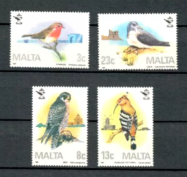 MALTA BIRDS, SC# 690-693  MH COMPL SET, 1987 (Fauna, Animals)
