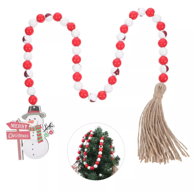 Cotton Rope Snowman Wooden Beads Christmas Tree Pendant Decorations for Home
