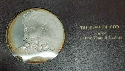 Franklin Mint Genius of Michelangelo PF .925 Silver Medal-The Head of God