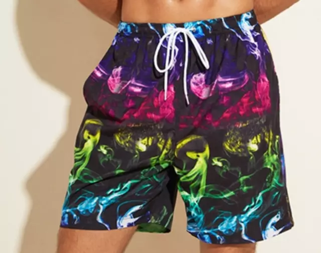 SHORT CALECON DE  PLAGE DE BAIN HOMME  MULTICOLORE.  3 poches.