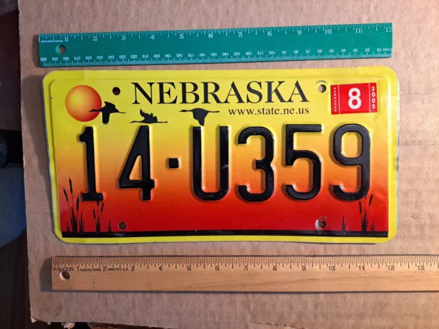 License Plate, Nebraska, 2005, Sunset, 3 Cranes, 14 (Adams County) - U 359