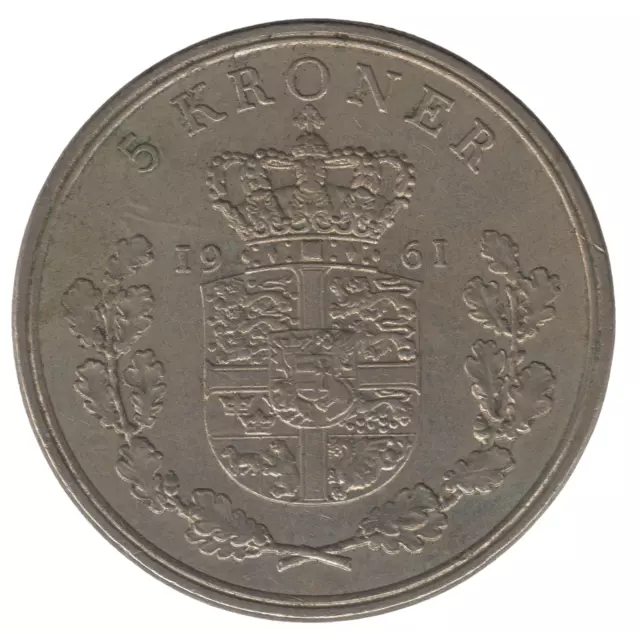 1961 Denmark 5 Kroner Coin