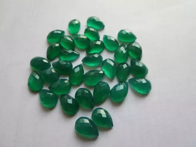 Wholesale Lot Natural Green Onyx Pear Checker Cut Loose Gemstones Length 13X18MM