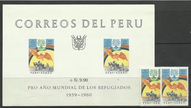 Peru. 1960. Welt Flüchtling Jahr, M / Blatt & Set Sg : 840/41 & Ms 841a. Mlh