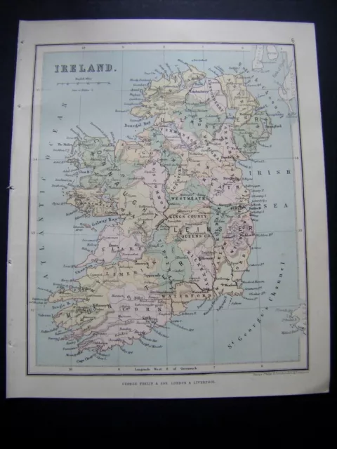 Original 1886 Antique Map of IRELAND 2