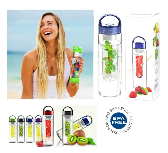 Fruit Infusion Water Reusable Bottle Infusing Infuser Sports Health Maker UK