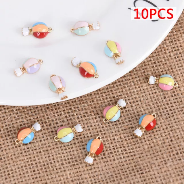 10 Stück plattierte Emaille Legierung Heißluftballon Charms Anhänger DIY Sc L CR