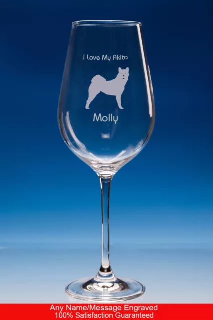 Akita Wine Glass Dog Gift Personalised Engraved Gift For Akita Dog Lovers