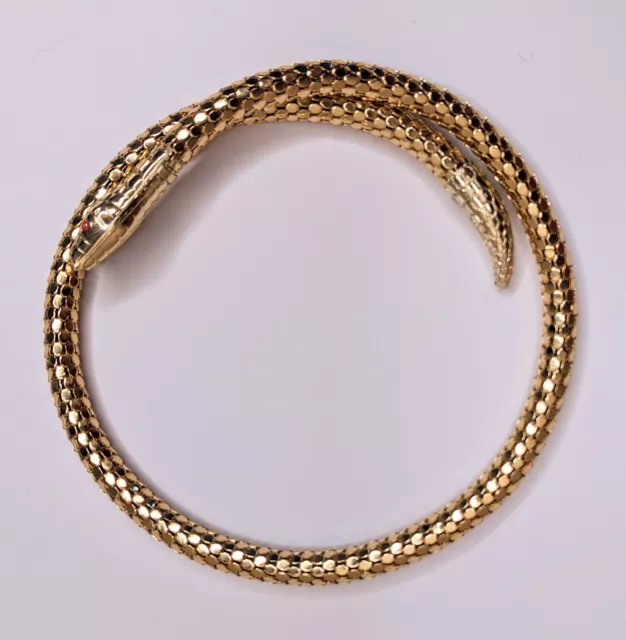 70s 80s Vintage Snake Choker Necklace Mesh Gold Coloured Metal Costume