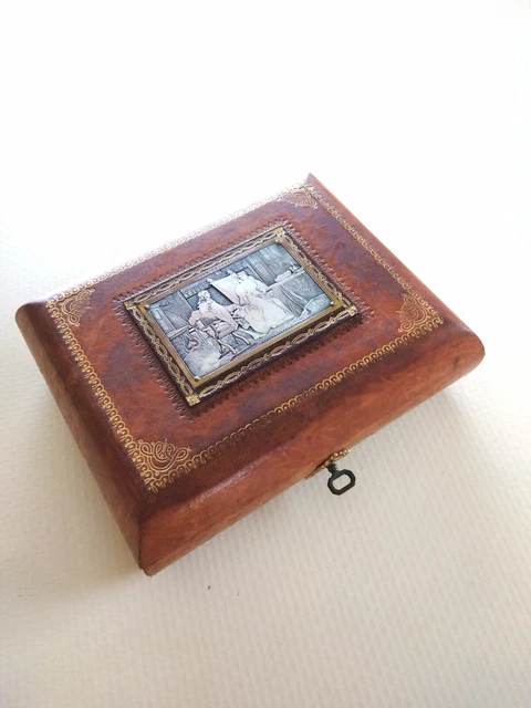 Portefeuille Et Sac à Main En Cuir Français Fin XIXe Siècle - Boîte Argentée Originale - 1890