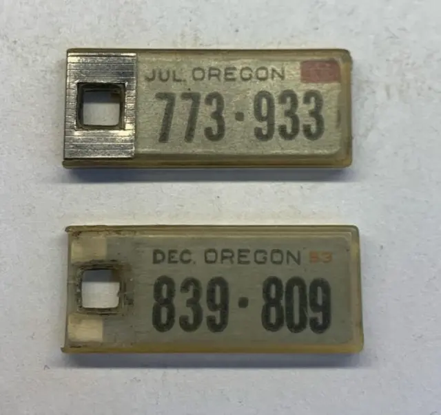 Two 1950s Oregon State License Plate Keytags DAV