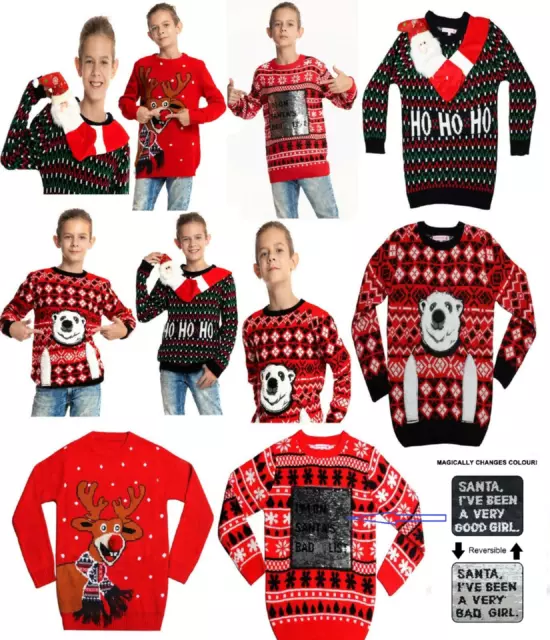 Maglione Natale Nuovo Bambini Bambini Ragazza Natale Maglione Inverno Maglione Lavorato a Maglia