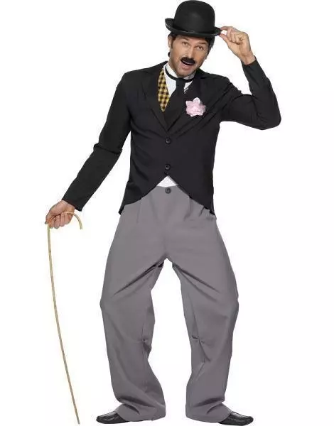 20s 1920s Fancy Dress Movie Star Chaplin Stan Laurel Costume by Smiffys