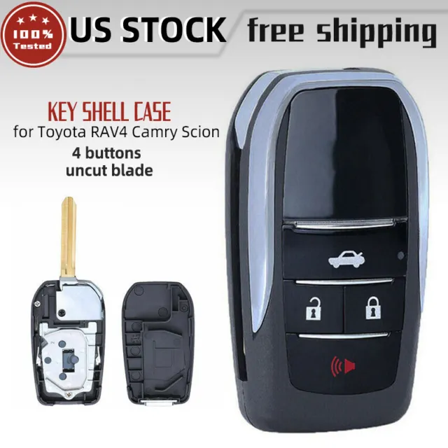 For Toyota RAV4 Camry Scion Modified Flip Remote Key Shell Case Fob 4 Button