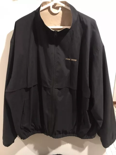 Men's John Deere Reversible Black  Tan Embroidered Vantage Light Jacket Coat XL