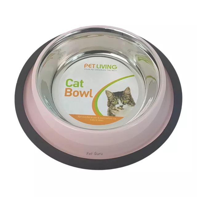 Bols d'alimentation pour chat en acier inoxydable mangeoire à eau pour chat rose ou bleu