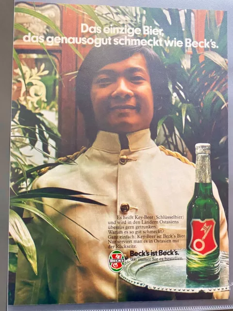 Beck´s Bier Key-Beer Ostasien Original 1976 Vintage Advert Werbung Reklame