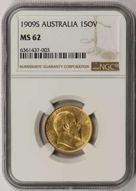 1909 S Australia Gold Sovereign MS 62 NGC