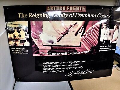 Vintage Arturo Fuente Cigars Jumbo Size Foam Core Advertising Sign Good Cond