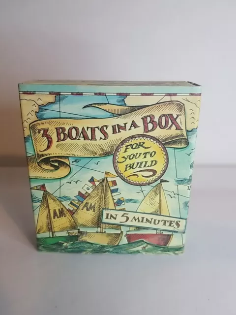 3 Boats In A Box Craft Building Kit Wooden Boats NIB