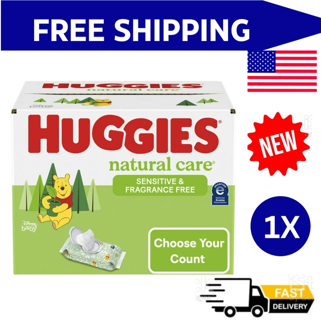 Huggies Natural Care Sensitive Baby Wipes, Unscented, 6 Flip-Top Packs (288 Ct)