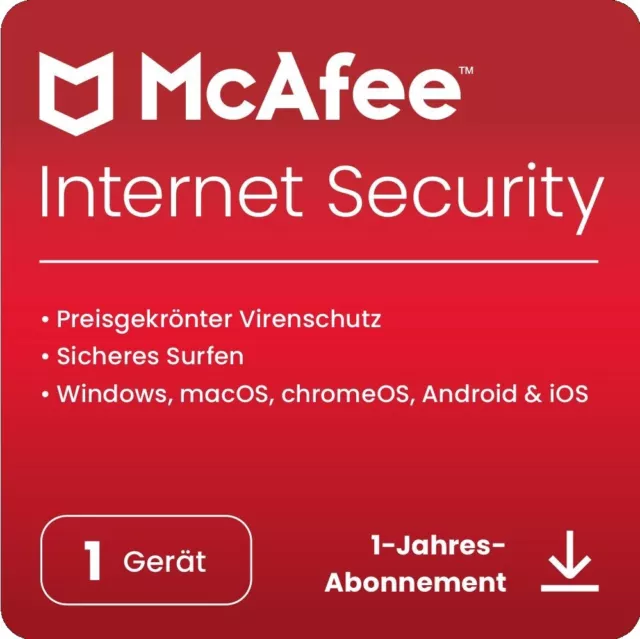 McAfee Internet Security 2024 1-Gerät / 1-Jahr Windows/Mac/Android/iOS / KEY