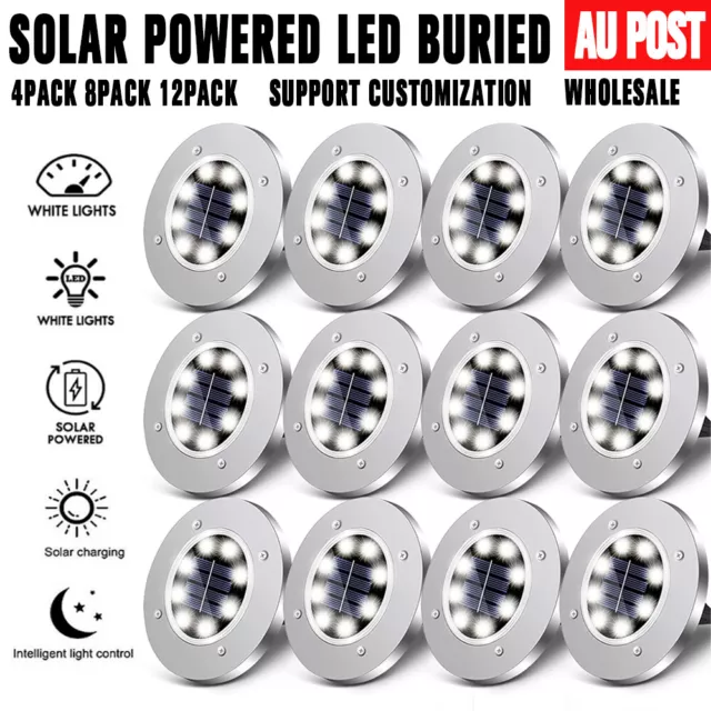 4 pack Solar Powered LED Buried Inground Recessed Light Garden Outdoor Deck Path