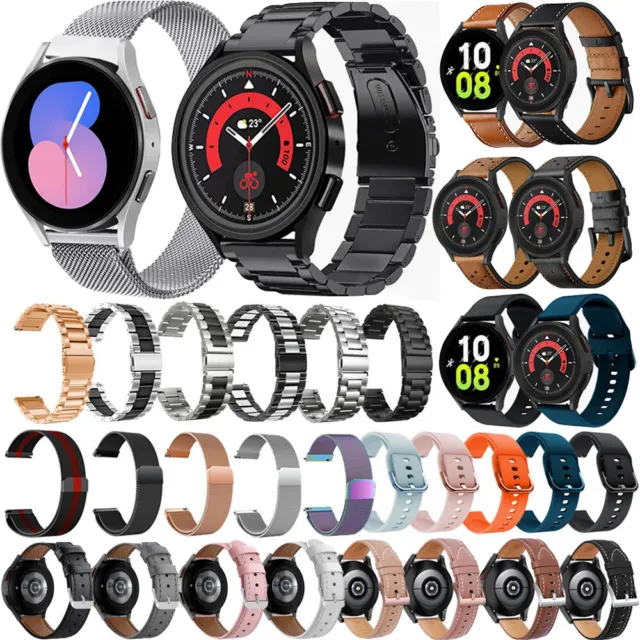 For Samsung Galaxy Watch Active 2 40/44mm Watch 5 4 42/46mm Metal Leather Band