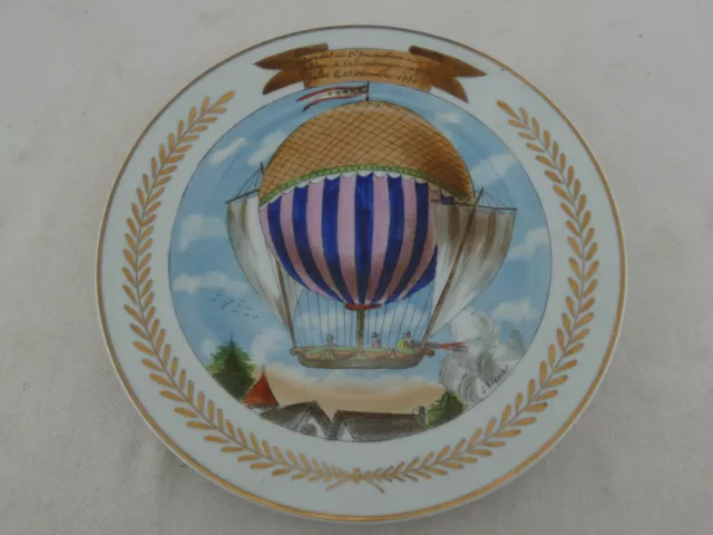Rare assiette porcelaine de sèvres montgolfière signée Siquier 19ème N°2