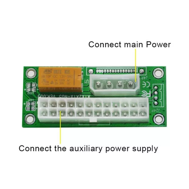 2x Dual PSU Power Supply Adapter Add2PSU Upgraded ATX 24Pin to Molex 4-Pin 3