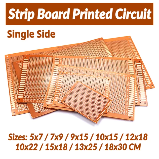 Single Sided Strip Board Printed Circuit PCB Vero Prototype Track Breadboard