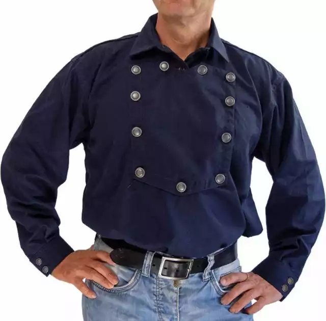 Westernhemd Cowboy Country Style Hemd "John Wayne" schwarz/blau Gr.S-4XL