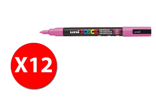 Originale Uni Posca - Marqueur A Base D'Eau - Pointe Fine PC - 3M - 0,9 -1, 3 MM