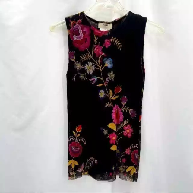 FUZZI Jean Paul Gaultier Women's Mesh Tank Top Large Black Floral Lined NWT