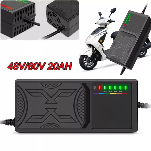 48V/60V 20AH Ladegerät Netzteil für Elektrofahrrad E-Bike Scooter Batterie EU UK