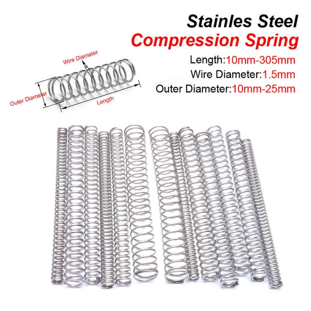 10 pezzi molla a pressione filo diametro 1,5 mm acciaio inox molla piccola lunghezza 10-305 mm