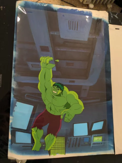 The Hulk Animation Cels cartoon production art Backgrounds marvel comics  HT