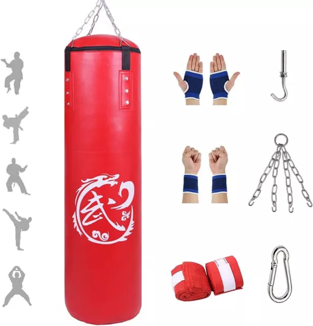 AQF Punching Ball Adulte Sac de Boxe en Cuir avec Fixations Kit d