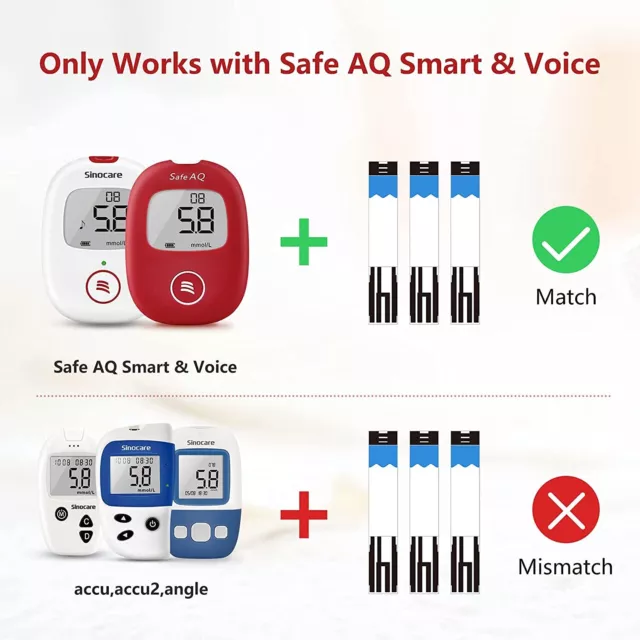 Sinocare 100 strisce reattive glucosio nel sangue Misuratore Monitor diabetici 2