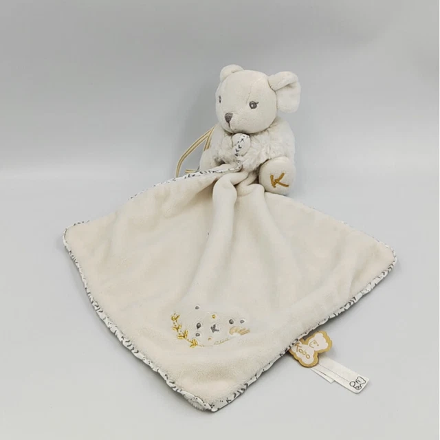 Doudou plat souris blanche crème mouchoir perle KALOO - 32296