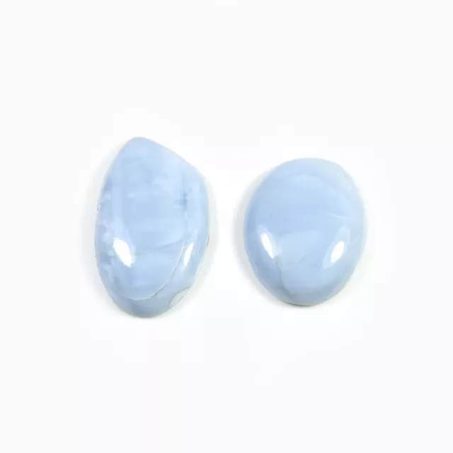 2 Pcs Natural Owyhee Blue Loose Cabochon Smooth Polished Gemstone 56 Cts MI18-13