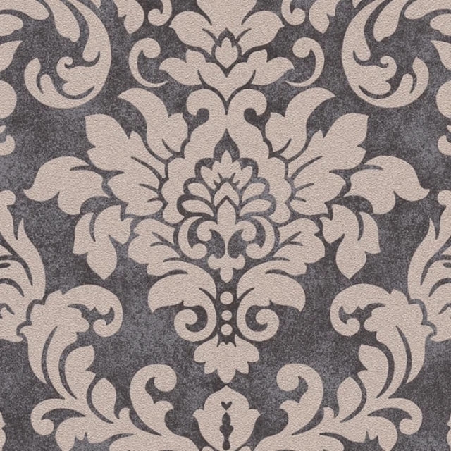 SALE AS CREATION Diamonds Charcoal & Beige Damask Glitter Wallpaper 37270-4