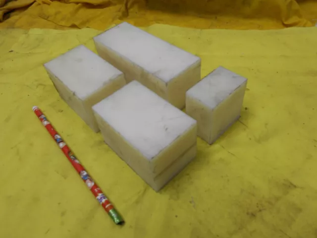 4 pc LOT of NATURAL DELRIN SQUARE BAR machinable plastic flat bar stock 2" x 2"