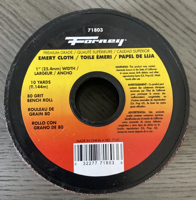 Forney 80 Grit Emery Cloth Sandpaper 10 Yards (360 in.) Long x 1 in. Wide - New