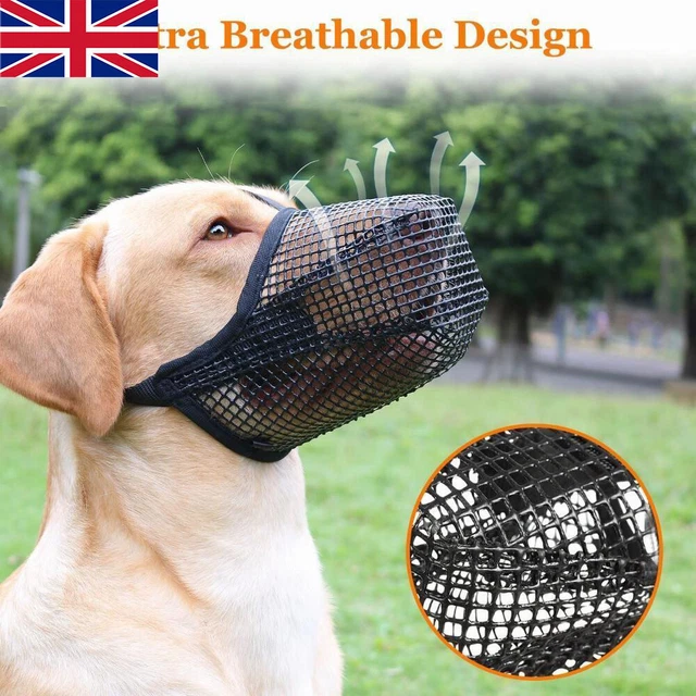 Pet Dog Muzzle Mouth Cover Mesh Cage NoBarking Anti Bite Biting Chewing UK