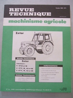 REVUE TECHNIQUE TRACTEUR Zetor 4712 4718 5711 5718 5745 5748 6711 6718
