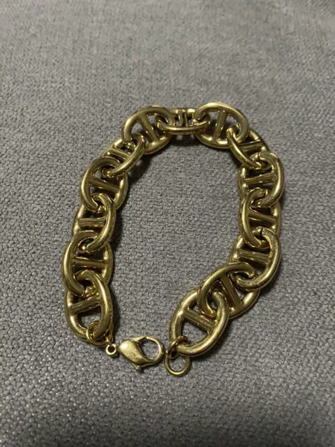 Vintage MONET Chain Bracelet Gold Tone Metal 7”.