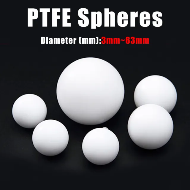 White PTFE Spheres PTFE Ball Diaphragm Pumps Seal Balls Valve Balls  Dia 3-63 mm